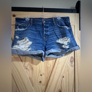 Abercrombie & Fitch Ripped Blue Jean Shorts